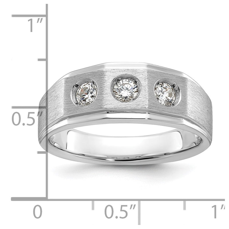 14k White Gold IBGoodman Men's Polished and Satin 3/8 carat Diamond Complete Ring-B63420-4WAA