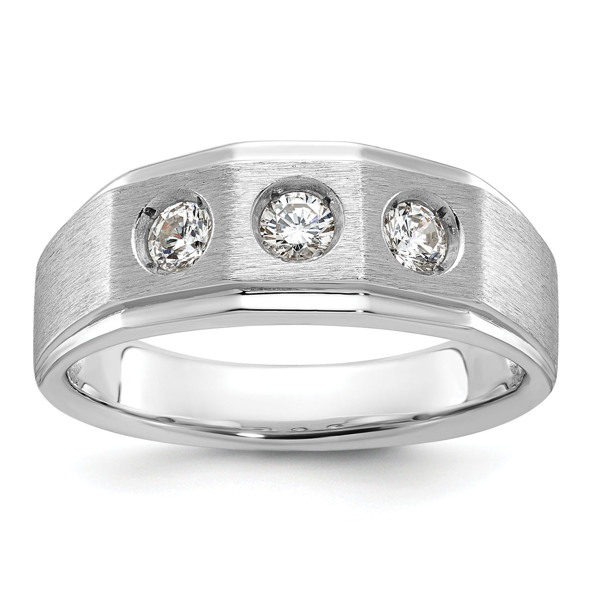 14k White Gold IBGoodman Men's Polished/Satin Diamond Complete Ring-B63420