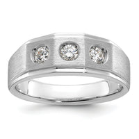 14k White Gold IBGoodman Men's Polished/Satin Diamond Complete Ring-B63420