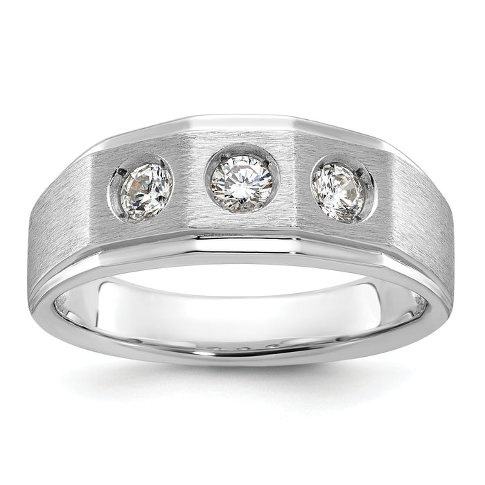 14k White Gold IBGoodman Men's Polished/Satin Diamond Complete Ring-B63420