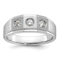 14k White Gold IBGoodman Men's Polished and Satin 3/8 carat Diamond Complete Ring-B63420-4WAA