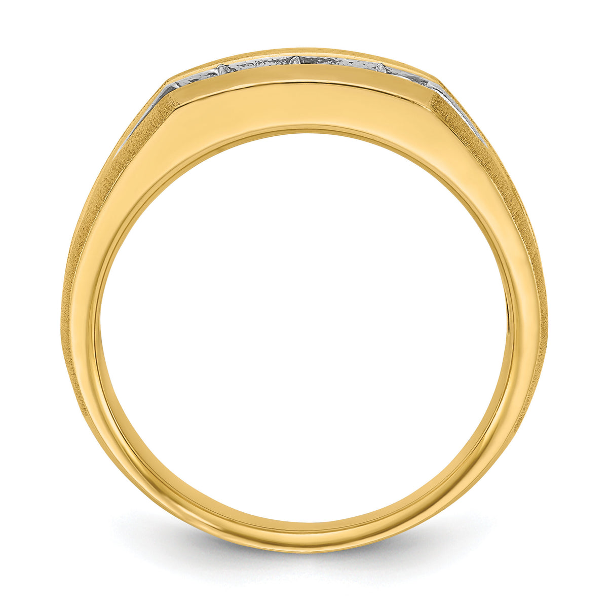 14k w/ White RH IBGoodman Men's Polished/Satin 3-Stone Diamond Ring-B63423
