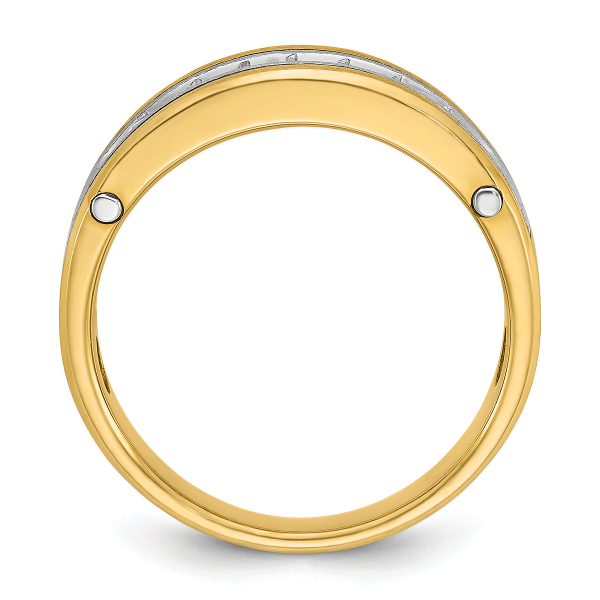 14k Two-tone IBGoodman Men's Polished Satin & Grooved Diamond Ring-B63432