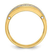 14k Two-tone IBGoodman Men's Polished Satin & Grooved Diamond Ring-B63432