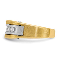 14k Two-tone IBGoodman Men's Polished Satin & Grooved Diamond Ring-B63432