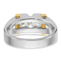 IBGoodman 14k Two-tone Men's Polished Satin and Cut-Out 3-Stone 3/4 Carat AA Quality Diamond Ring-B63434-4WYAA