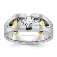 IBGoodman 14k Two-tone Men's Polished Satin and Cut-Out 3-Stone 3/4 Carat AA Quality Diamond Ring-B63434-4WYAA