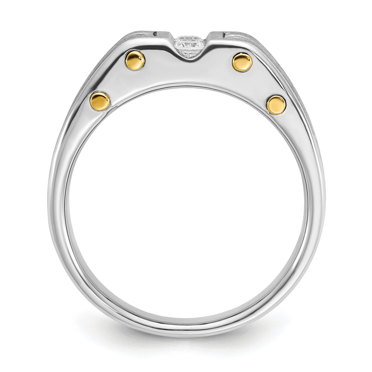 14k Two-tone IBGoodman Men's Polished and Satin Diamond Complete Ring-B63437
