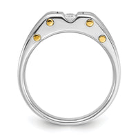 14k Two-tone IBGoodman Men's Polished and Satin Diamond Complete Ring-B63437