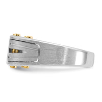 14k Two-tone IBGoodman Men's Polished and Satin Diamond Complete Ring-B63437