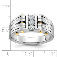 14k Two-tone IBGoodman Men's Polished and Satin Diamond Complete Ring-B63437