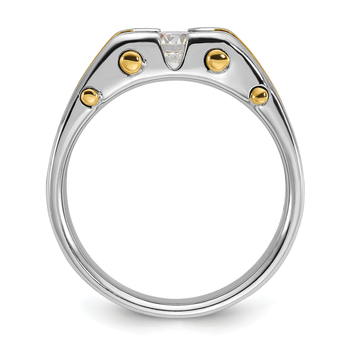 10k Two-tone IBGoodman Men's Polished and Satin Diamond Ring Mounting-B63439