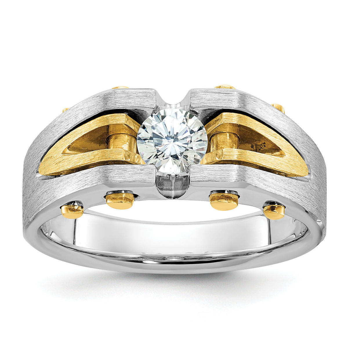 10k Two-tone IBGoodman Men's Polished and Satin Diamond Ring Mounting-B63439