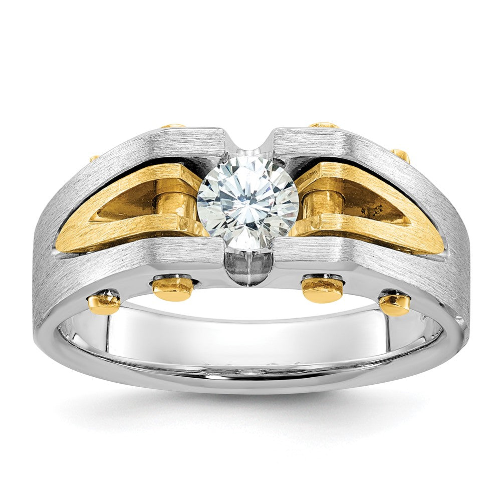 14k Two-tone IBGoodman Men's Polished and Satin 1/2 carat Diamond Complete Ring-B63439-4WYAA