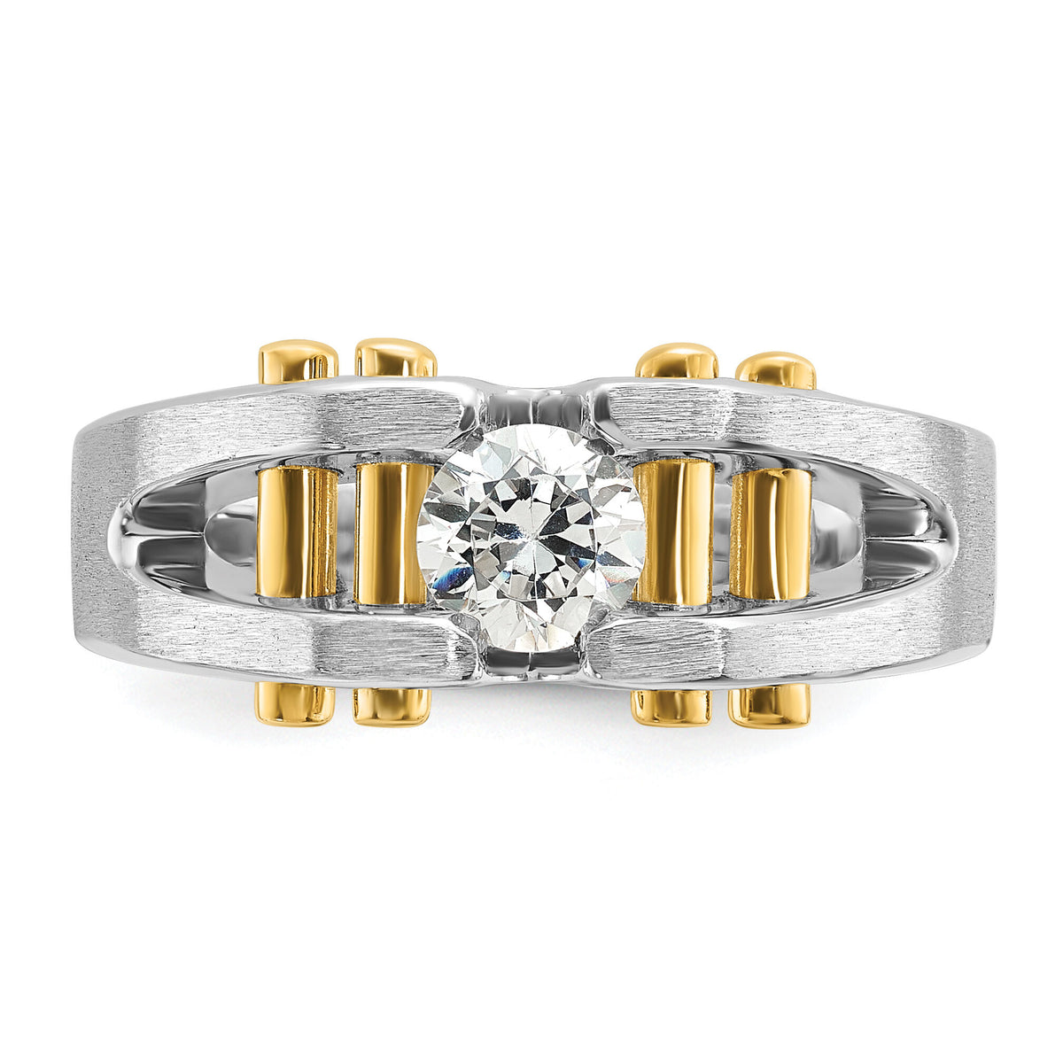 14k Two-Tone 3/8 ct Lab Grown Dia VS/SI+ G+ Solitaire Complete Men's Ring-B63461