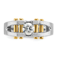 14k Two-Tone 3/8 ct Lab Grown Dia VS/SI+ G+ Solitaire Complete Men's Ring-B63461