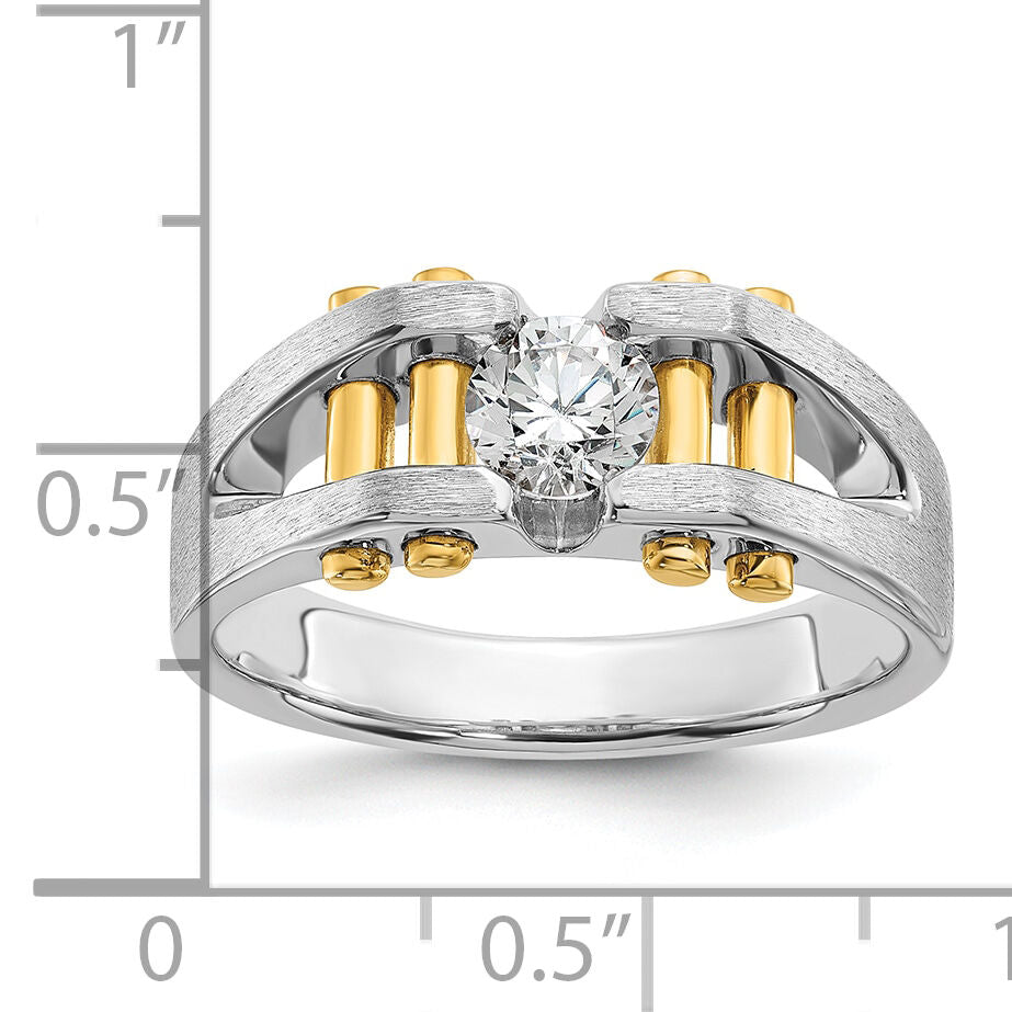 14k Two-Tone 3/8 ct Lab Grown Dia VS/SI+ G+ Solitaire Complete Men's Ring-B63461
