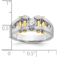 14k Two-Tone 3/8 ct Lab Grown Dia VS/SI+ G+ Solitaire Complete Men's Ring-B63461