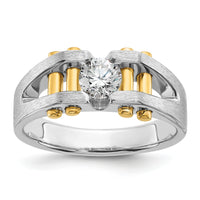 14k Two-Tone 3/8 ct Lab Grown Dia VS/SI+ G+ Solitaire Complete Men's Ring-B63461