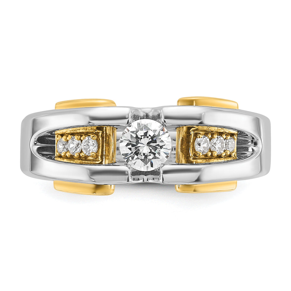 14k Two-tone 1/2 ct Lab Grown Diamond VS/SI+ G+ Complete Men's Ring-B63464