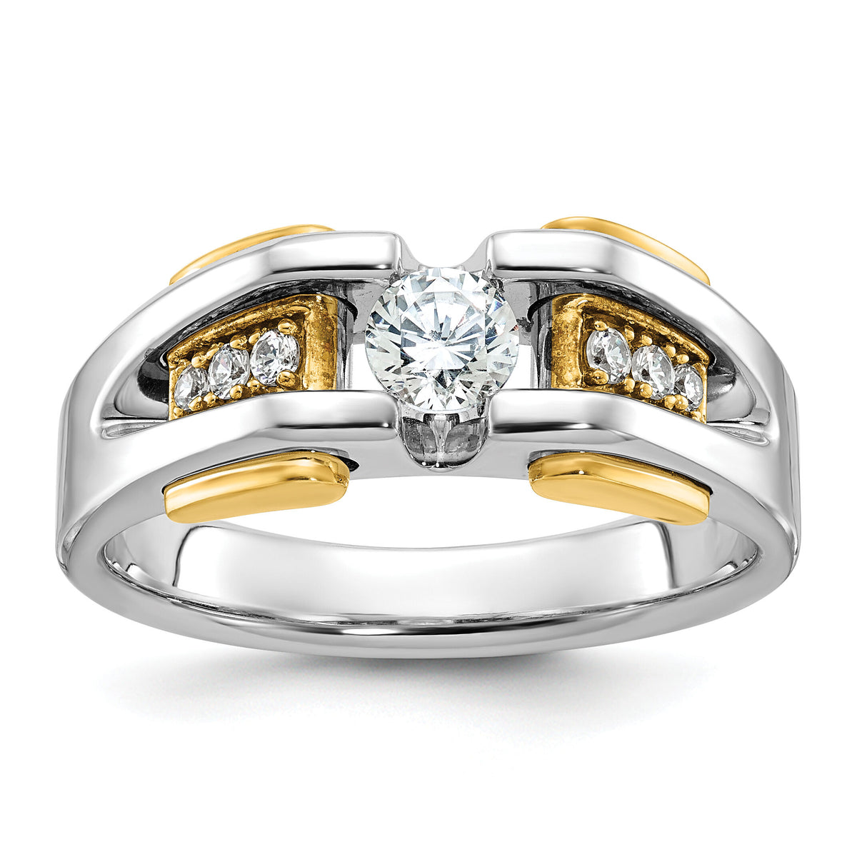 14k Two-tone 1/2 ct Lab Grown Diamond VS/SI+ G+ Complete Men's Ring-B63464
