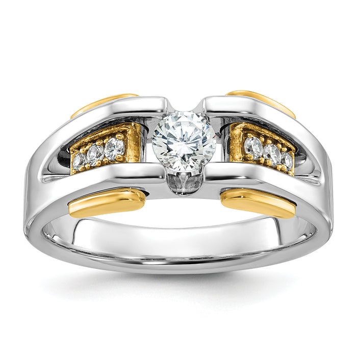 14k Two-tone 1/2 ct Lab Grown Diamond VS/SI+ G+ Complete Men's Ring-B63464