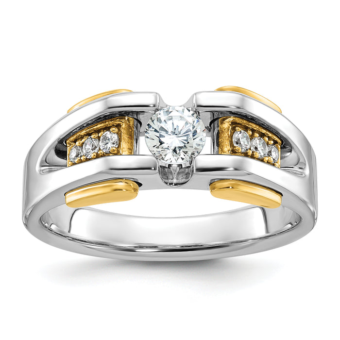 14k Two-tone IBGoodman Men's Diamond Complete Ring-B63464-4WYAA