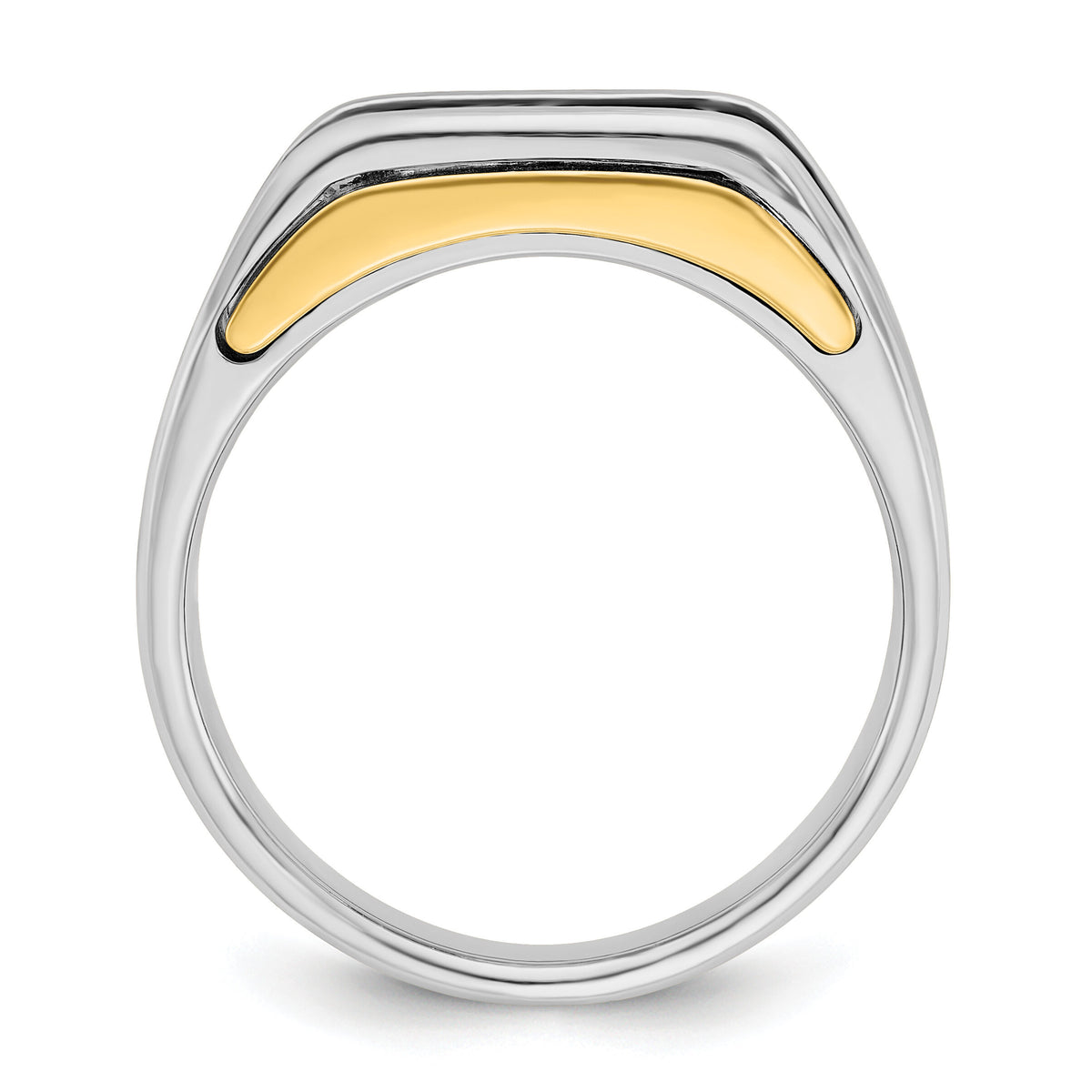 14k Two-tone 1 ct Lab Grown Diamond VS/SI+ G+ 3 Stone Complete Men's Ring-B63471A