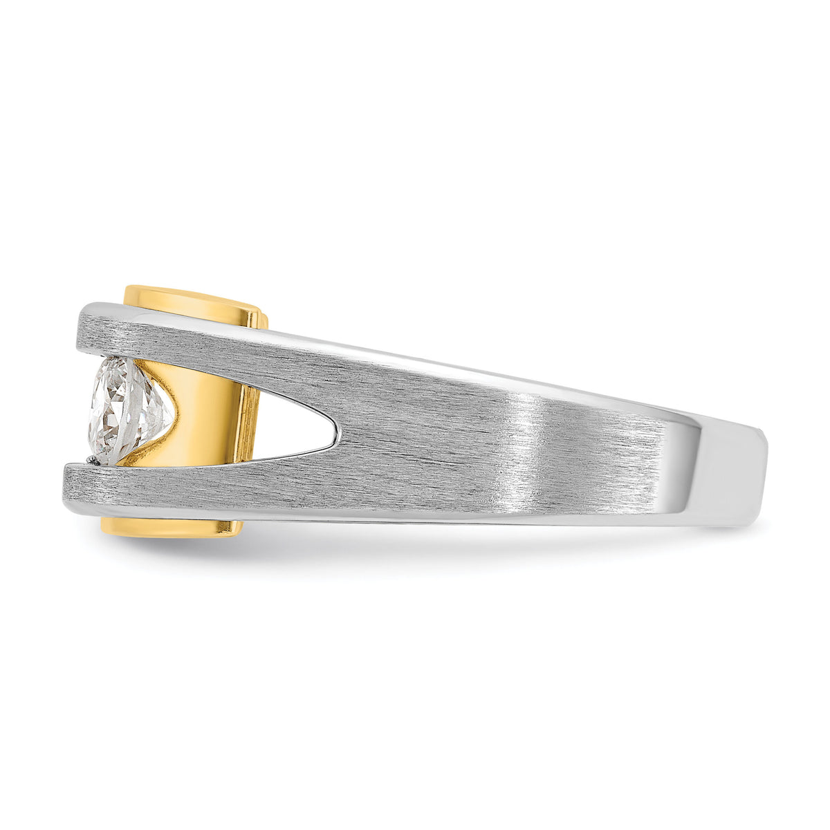14k Two-tone 1 ct Lab Grown Diamond VS/SI+ G+ 3 Stone Complete Men's Ring-B63471A