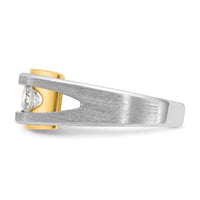 14k Two-tone 1 ct Lab Grown Diamond VS/SI+ G+ 3 Stone Complete Men's Ring-B63471A