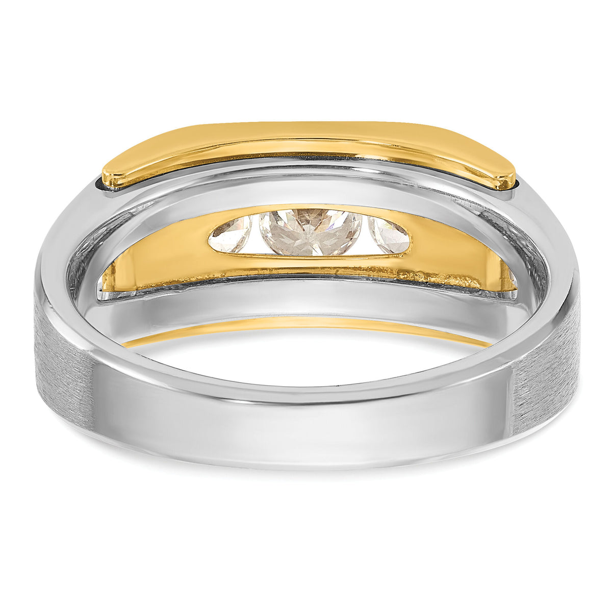 14k Two-tone 1 ct Lab Grown Diamond VS/SI+ G+ 3 Stone Complete Men's Ring-B63471A