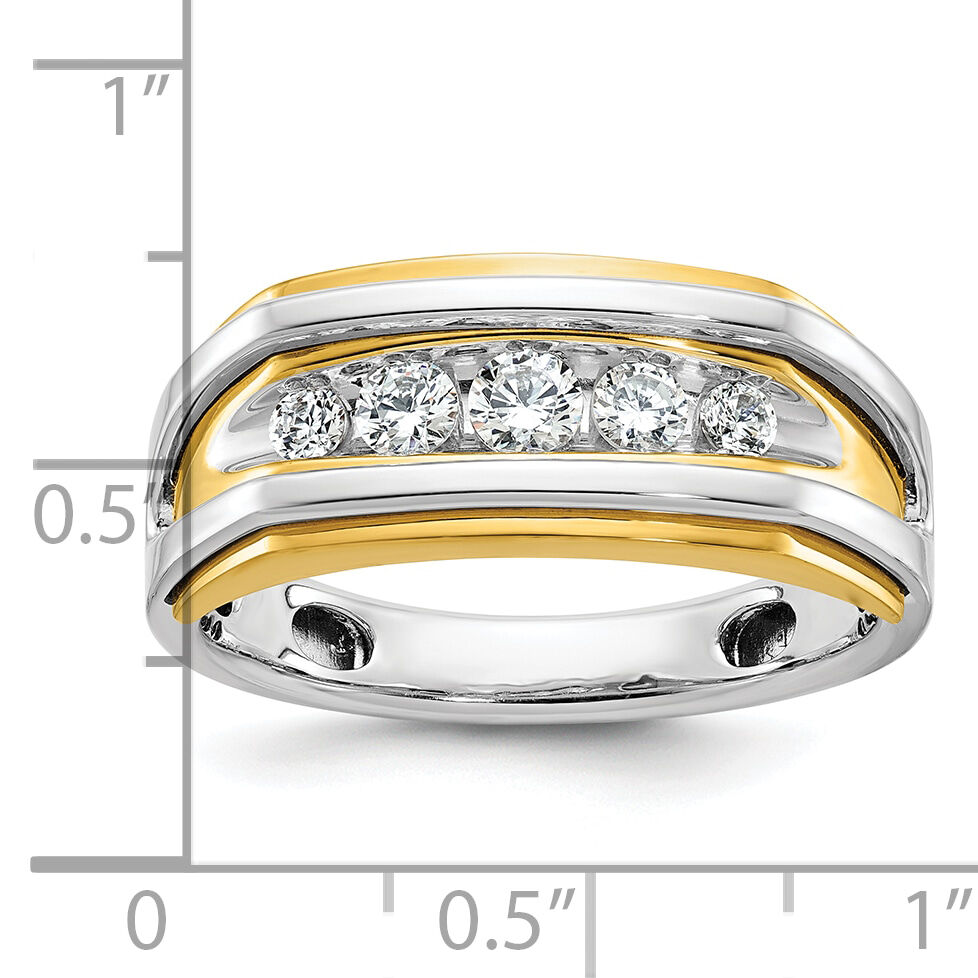 14k Two-tone IBGoodman Men's Polished 5-Stone Diamond Ring-B63474
