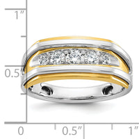 14k Two-tone IBGoodman Men's Polished 5-Stone Diamond Ring-B63474