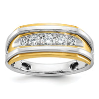 14k Two-tone IBGoodman Men's Polished 5-Stone Diamond Ring-B63474