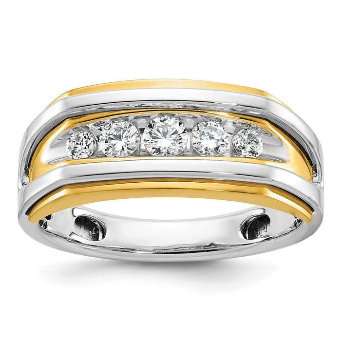 14k Two-tone IBGoodman Men's Polished 5-Stone Diamond Ring-B63474