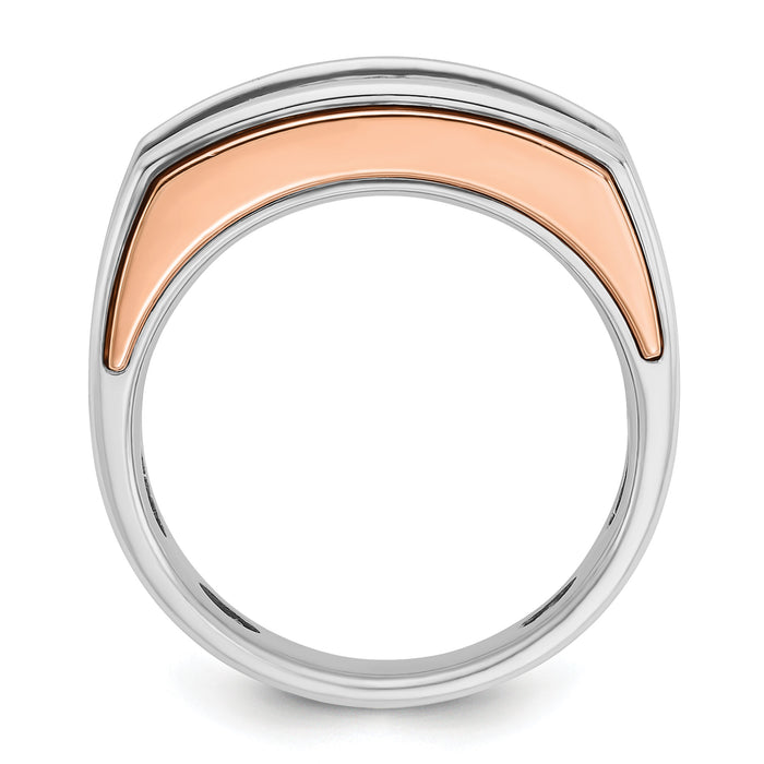10k White/Rose Gold IBGoodman Men's Polish/Cut-Out 5-Stone Ring Mtg-B63475
