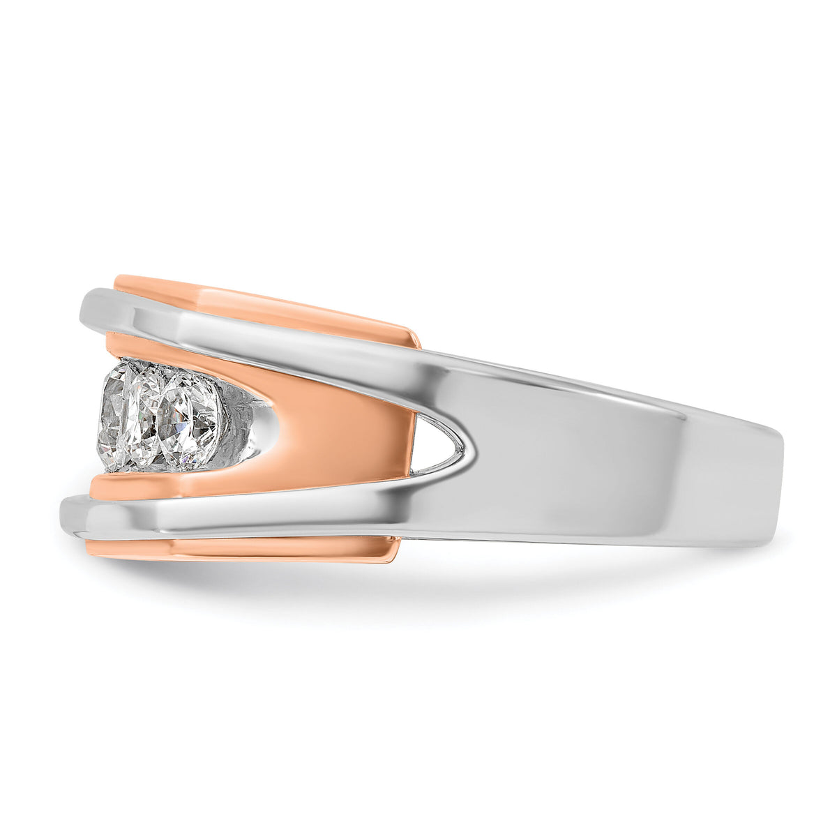 10k White/Rose Gold IBGoodman Men's Polish/Cut-Out 5-Stone Ring Mtg-B63475