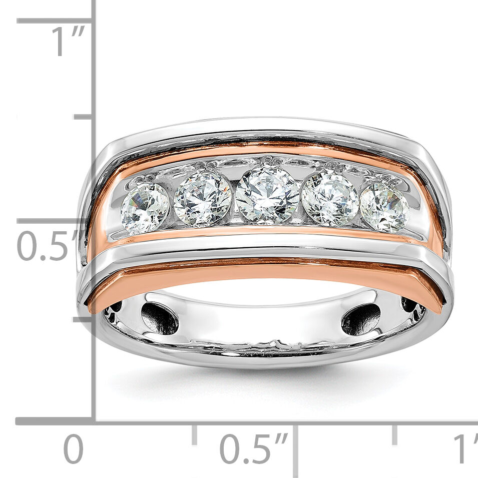 10k White/Rose Gold IBGoodman Men's Polish/Cut-Out 5-Stone Ring Mtg-B63475