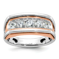 10k White/Rose Gold IBGoodman Men's Polish/Cut-Out 5-Stone Ring Mtg-B63475