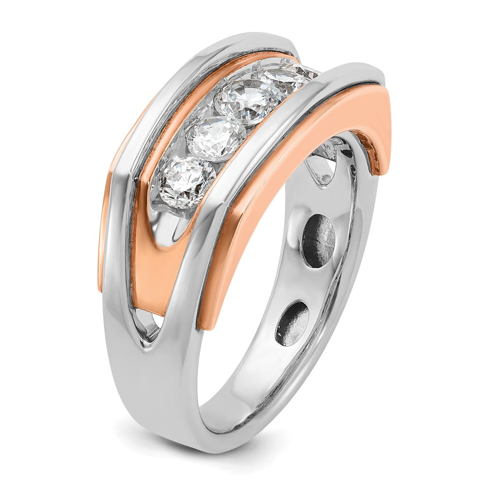 IBGoodman 14k White and Rose Gold Men's Polished and Cut-Out 5-Stone 1 Carat AA Quality Diamond Ring-B63475-4WRAA