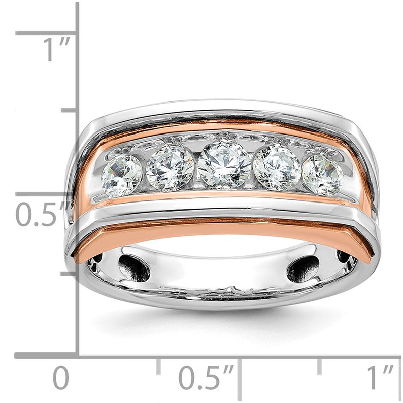 IBGoodman 14k White and Rose Gold Men's Polished and Cut-Out 5-Stone 1 Carat AA Quality Diamond Ring-B63475-4WRAA