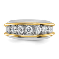 IBGoodman 14k Two-tone Men's Polished 7-Stone 1 1/5 Carat AA Quality Diamond Ring-B63518-4WYAA