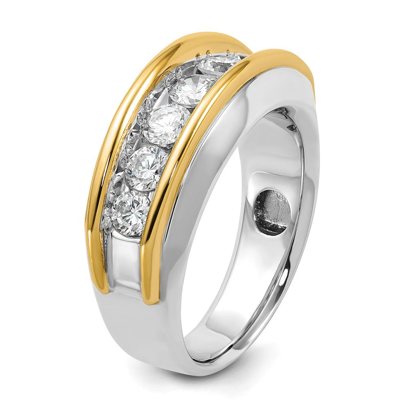 IBGoodman 14k Two-tone Men's Polished 7-Stone 1 1/5 Carat AA Quality Diamond Ring-B63518-4WYAA