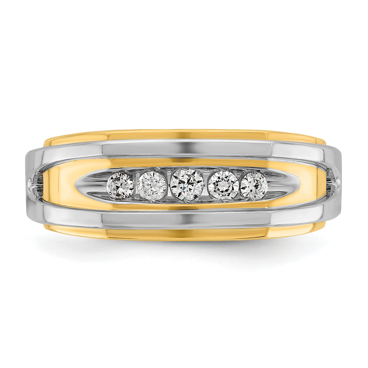 10k Two-tone IBGoodman Men's Polished 5-Stone Diamond Ring-B63527
