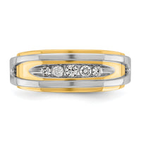 10k Two-tone IBGoodman Men's Polished 5-Stone Diamond Ring-B63527