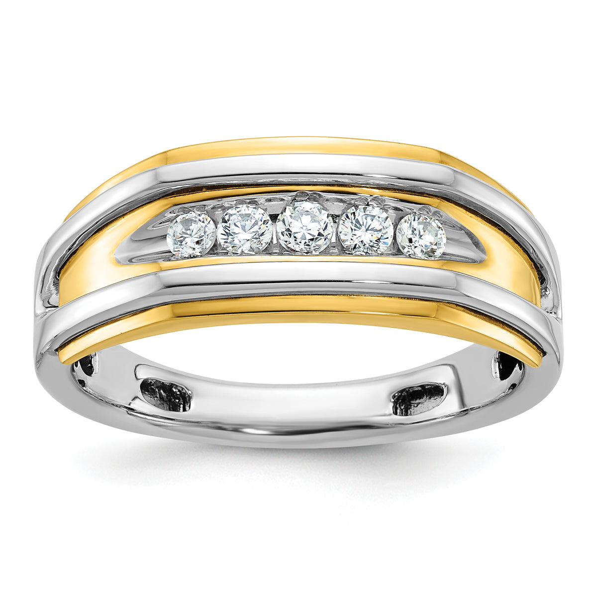 10k Two-tone IBGoodman Men's Polished 5-Stone Diamond Ring-B63527-0WYA