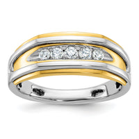 10k Two-tone IBGoodman Men's Polished 5-Stone Diamond Ring-B63527