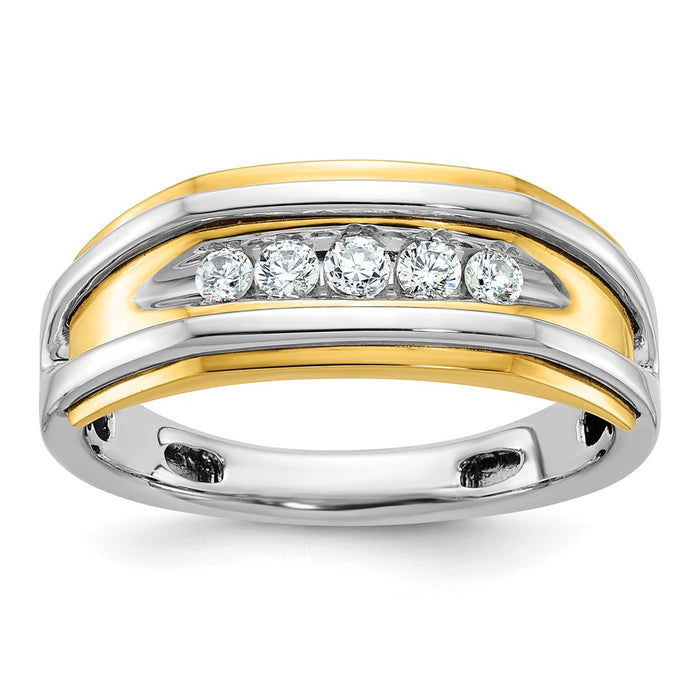 IBGoodman 14k Two-tone Men's Polished 5-Stone 1/4 Carat AA Quality Diamond Ring-B63527-4WYAA