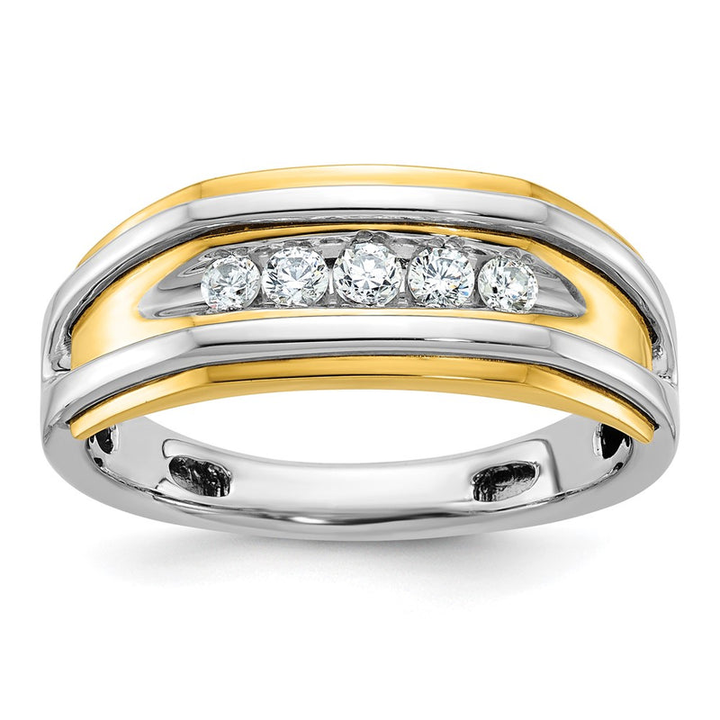 IBGoodman 14k Two-tone Men's Polished 5-Stone 1/4 Carat AA Quality Diamond Ring-B63527-4WYAA