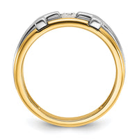 10k Two-tone IBGoodman Men's Polished Satin & Cut-Out Dia Cross Ring-B63580
